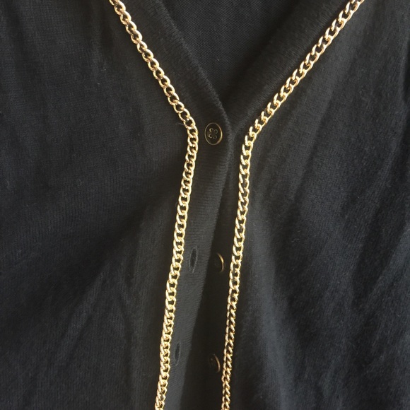 Black Cardigan with Gold Trim - Picture 3 of 4